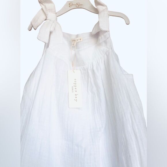 NWT GIRLS COOPER KEY WHITE SHOULDER STRAPS SIMPLE SUMMER DRESS WRINKLE LINED - Picture 5 of 7